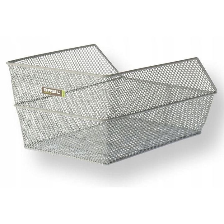 Cos de bicicleta Basil Cento, montare pe suport, 45x31x21cm, argintiu, set inclus
