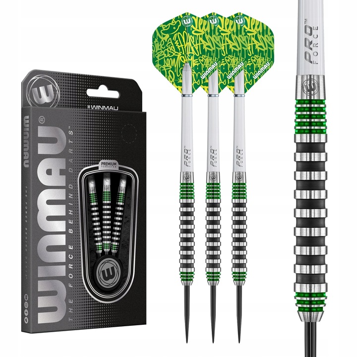 Комплект стрелички за дартс Winmau Advance 500, 3 x 26g, металик, зелен