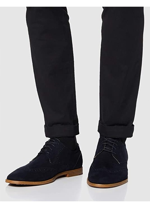 Мъжки обувки, Alvin Micro Suede, елегантни, тъмносини, синтетичен материал, гумена подметка