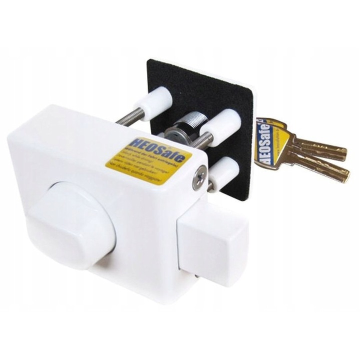 HEOSafe kiegészítő zár, HEOSolution, fehér, 77x60x45mm, 3 kulccsal ellátott készlet
