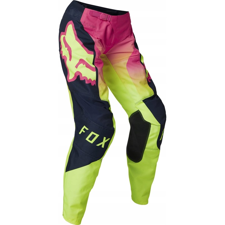 Pantaloni offroad femei FOX Lady 180 Leed roz/galben fluo, 42 XL, materiale rezistente, panouri elastice