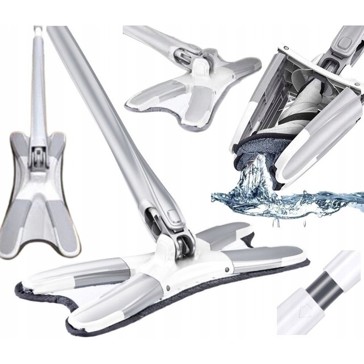 Mop rotativ 360 SPIN TURBO 3 in 1, 2 x lavete din microfibra, 46,5x27x24,5cm, set complet