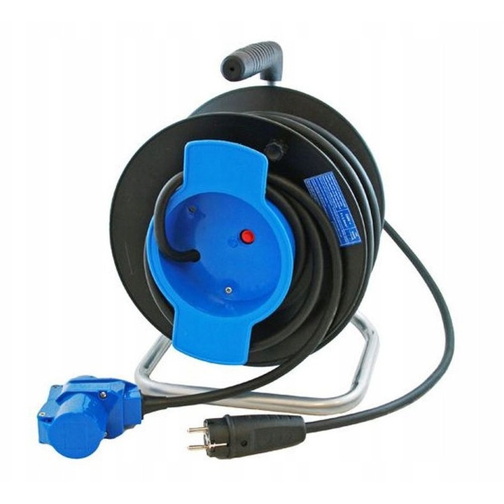 Schuko hosszabbító, Haba, 3x2,5mm, 25m, fekete/kék