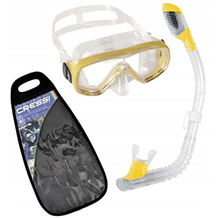 Set de snorkeling Cressi WDM306910, masca cu o lentila, tub, galben, unisex