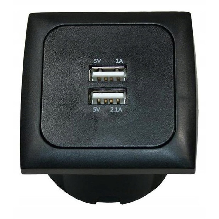 Gniazdo USB C-line dublu 3,1 A cu rama si isobox antracit, 60x60x50mm