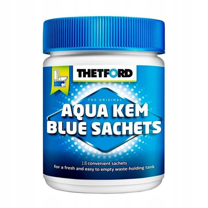 Pliculete capsule Aqua Kem Blue 18 buc, Thetford, pentru toalete turistice, colorate, ecologice