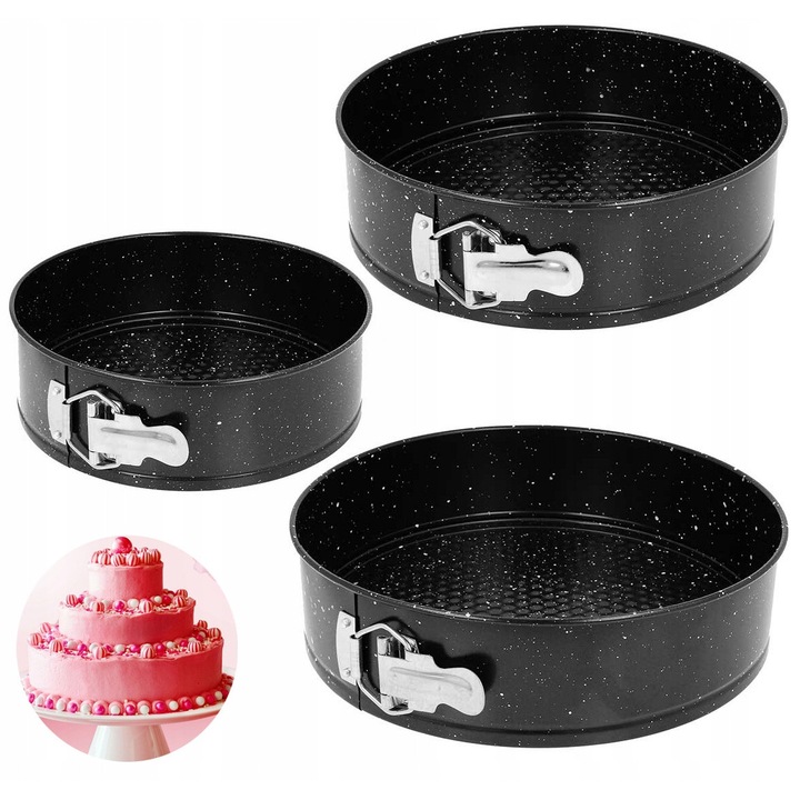 Set 3 tavi copt rotunde Brunbeste, 24x26x28cm, non-stick, inaltime 7cm