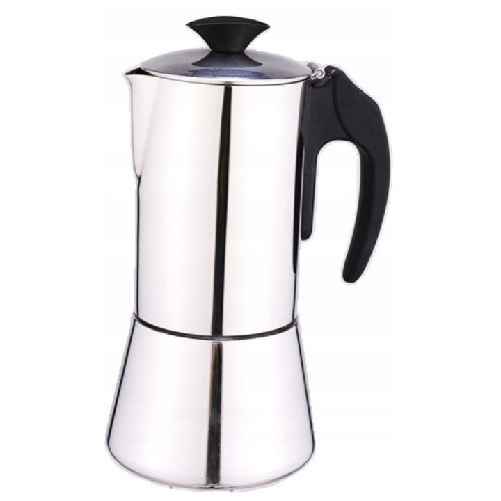Espressor DeLuxe 6 cesti 500 ml, inox, argintie, 11x22,5cm