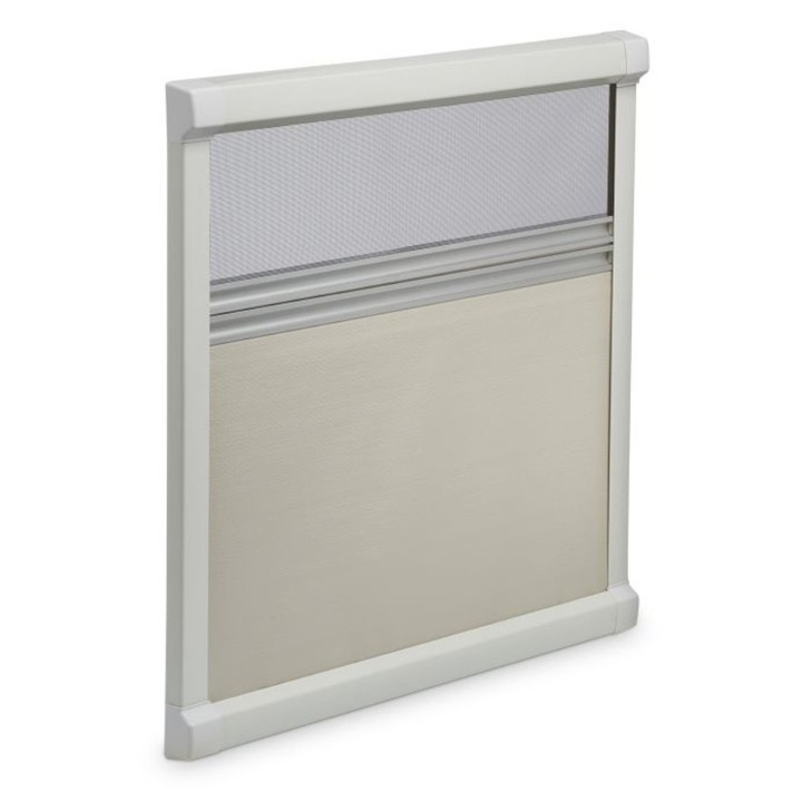 Roleta kasetowa zaciemnitoare cu mosquitiera, 680x630mm, crem/bel, Dometic