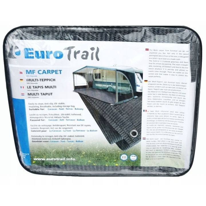 Covor EuroTrail 300x400cm, gri/albastru, 100% poliamida