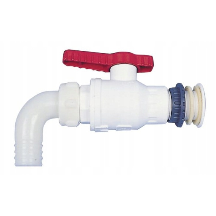 Robinet pentru rezervor de apa, Carbest, alb-rosu, 18x6x13cm