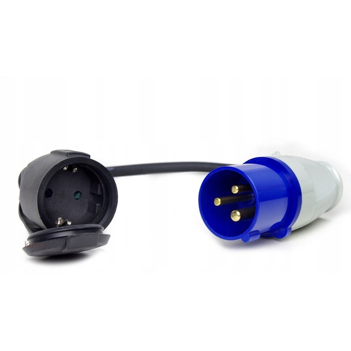 Adapter CEE 16A, Carbest, 0,4m, IP44, gri, albastru