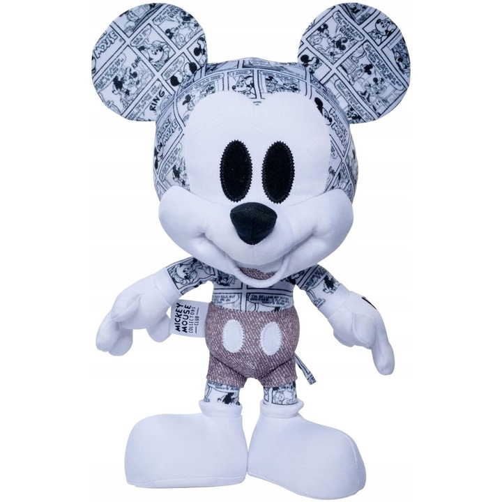 Jucarie de plus, Mickey Mouse, editie speciala pentru colectionari, alb-negru, 35cm
