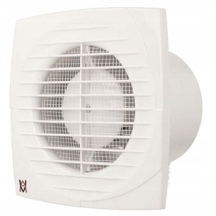 Ventilator Ventika Simple cu senzor de umiditate si timer, 6,5mm, ABS, alb