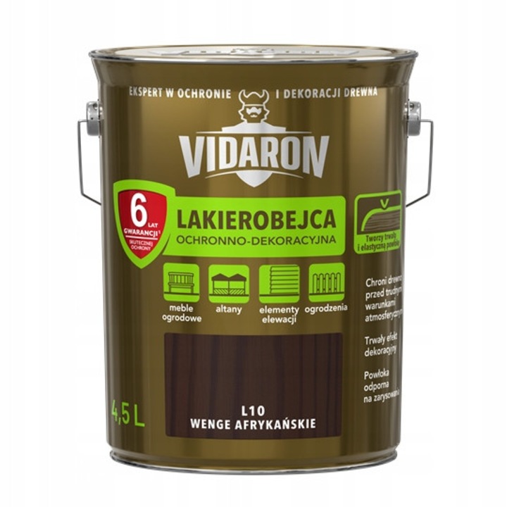 Vidaron L10 fa védőlakk, pác, időjárásálló, könnyen felvihető, afrikai wenge, 4,5L
