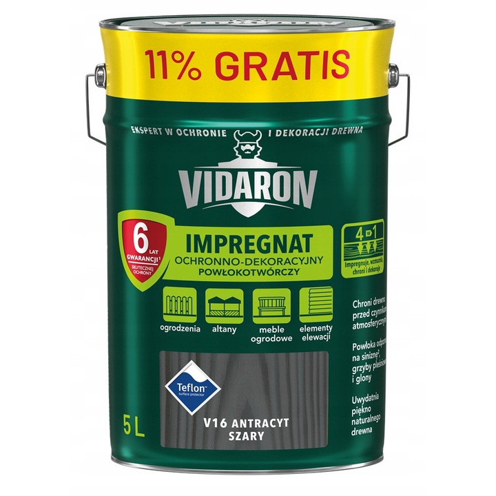 Vidaron Impregnáló 5L, antracitszürke, UV-védelem, vízálló