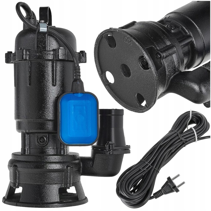 Merülő szennyvízszivattyú darálóval, 550W, 17.000 l/óra, 2", 8m