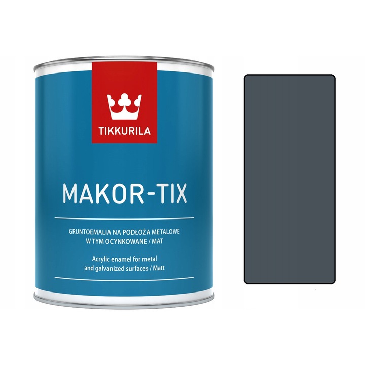 Tikkurila Makor-Tix akril alapozó zománc, korróziógátló, tixotróp, fém és horganyzott felületekre, grafit, 10L