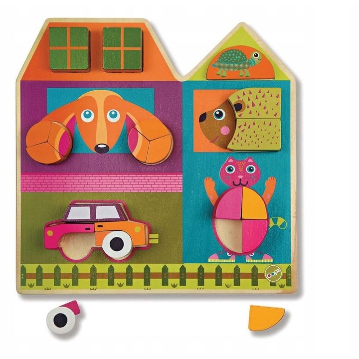 Oops fa kirakó, Házépítés, 21 darab, geometriai formák, 12hó+