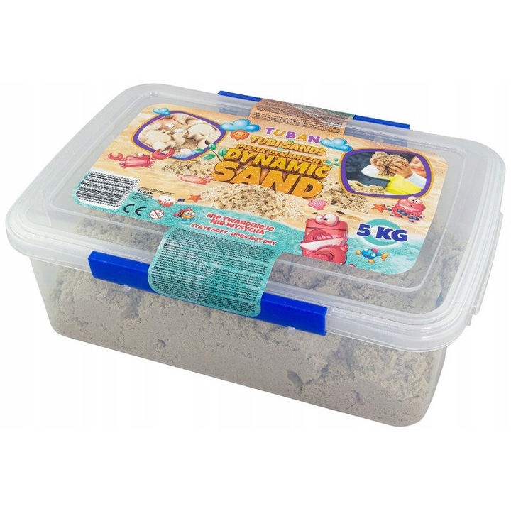 Dinamikus homok, natúr, 5kg, Tuban, ideális a finommotoros készségek fejlesztéséhez, nem szárad ki, biztonságos gyerekeknek