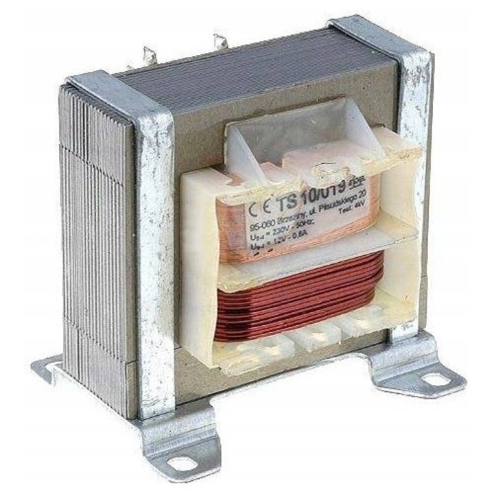 Transformator 10VA, 12V, 0.8A, 230Vac, Indel, dimensiuni 51.50x54x40.5mm