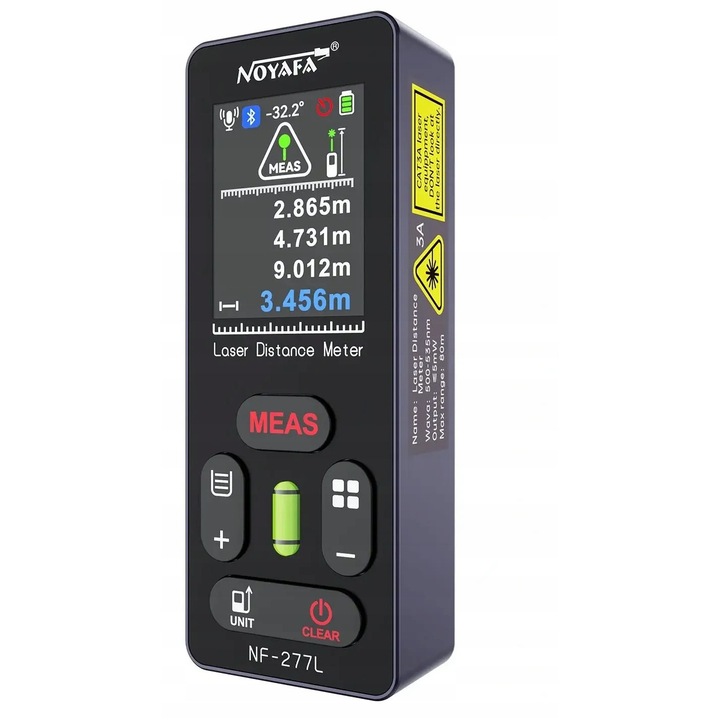 Dalmierz laserowy NOYAFA NF-277L, 100m, laser verde, precizie +/-1,5 mm, 118x45x27mm, set complet