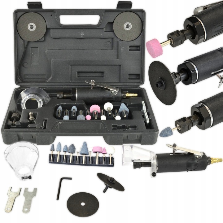 Slefuitor pneumatic cu accesorii 22 piese, 75mm, compact, usor