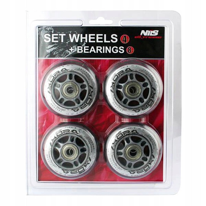 Комплект колела PU 76x24mm 82A ABEC-7 Nils Extreme, прозрачни, 4 броя