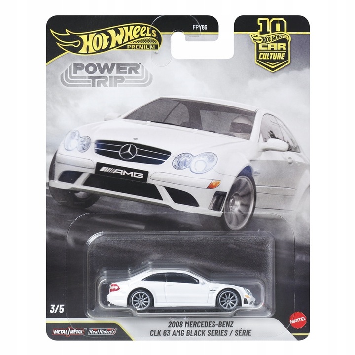 Masinuta Hot Wheels Premium Power Trip 2008 MB CLK63 AMG, multicolor, metal, plastic
