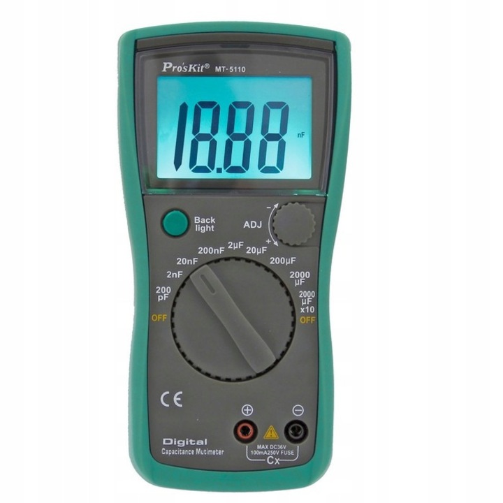 Proskit MT-7602 kapacitásmérő, 650nm, LCD, 105x52x34mm