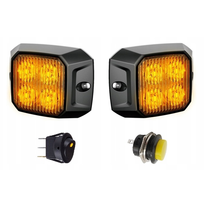 LED villogó lámpa szett, 10W, 12/24V, 4 dióda, narancssárga, Kamar