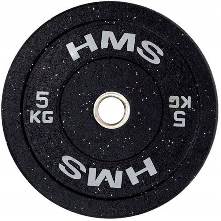 Fitness súlyzókészlet 5 kg, HMS, olimpiai tárcsa, 51 mm, szürke, 450x34 mm