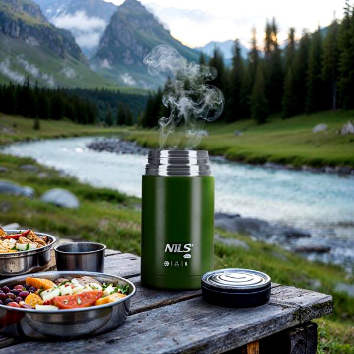 Nils Camp NC3802 ételtermosz, 1000ml, zöld, inox, dupla szigetelés