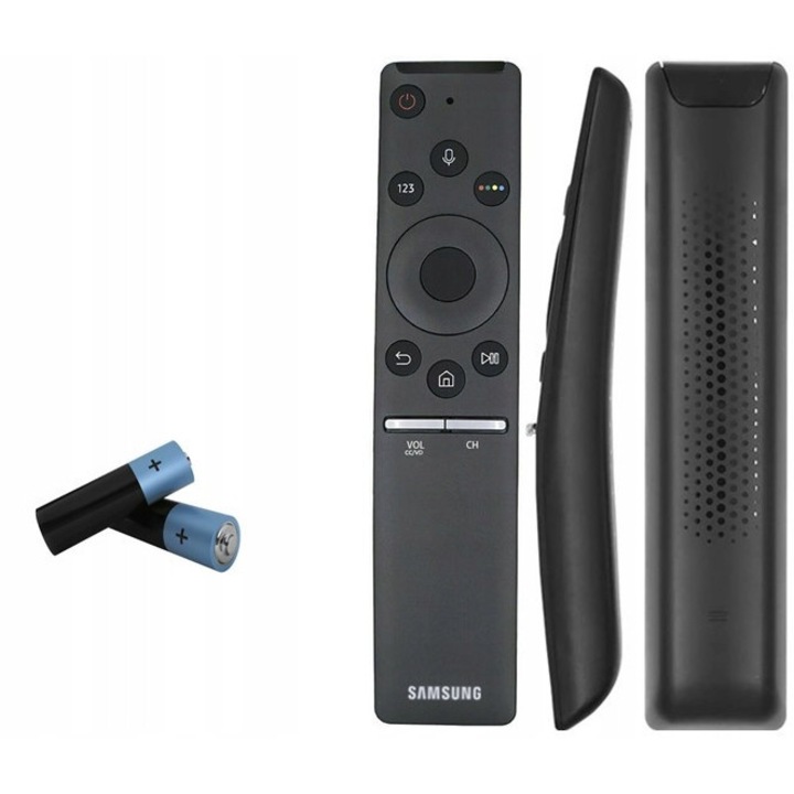 Távirányító Samsung UN82MU7000, UN82MU7000F, UN82MU7000FXZX televízióhoz, hangfelismerő funkcióval, ergonomikus kialakítás, fekete, 2 elemmel