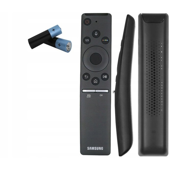 Samsung TV távirányító, hangfelismerő funkcióval, ergonomikus kialakítás, fekete, 2 elemmel