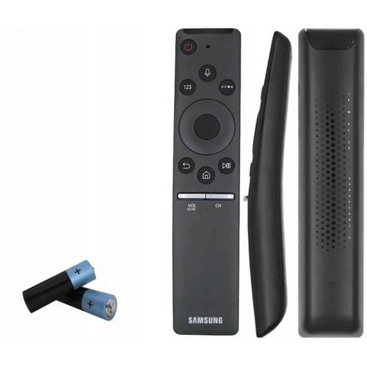 Samsung TV távirányító, ergonomikus kialakítás, ütésálló, fekete színű, 2 elemmel együtt