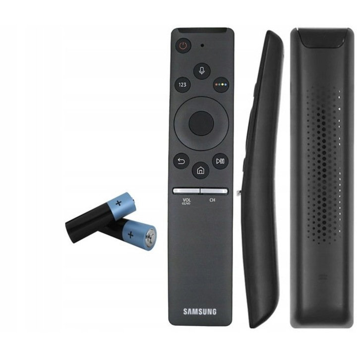Samsung TV távirányító, hangfelismerő funkcióval, ergonomikus kialakítás, fekete, 2 elemmel