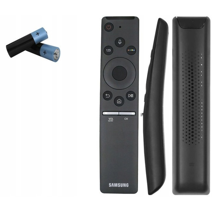 Samsung TV távirányító, ergonomikus kialakítás, ütésálló, fekete, 2 elemmel együtt