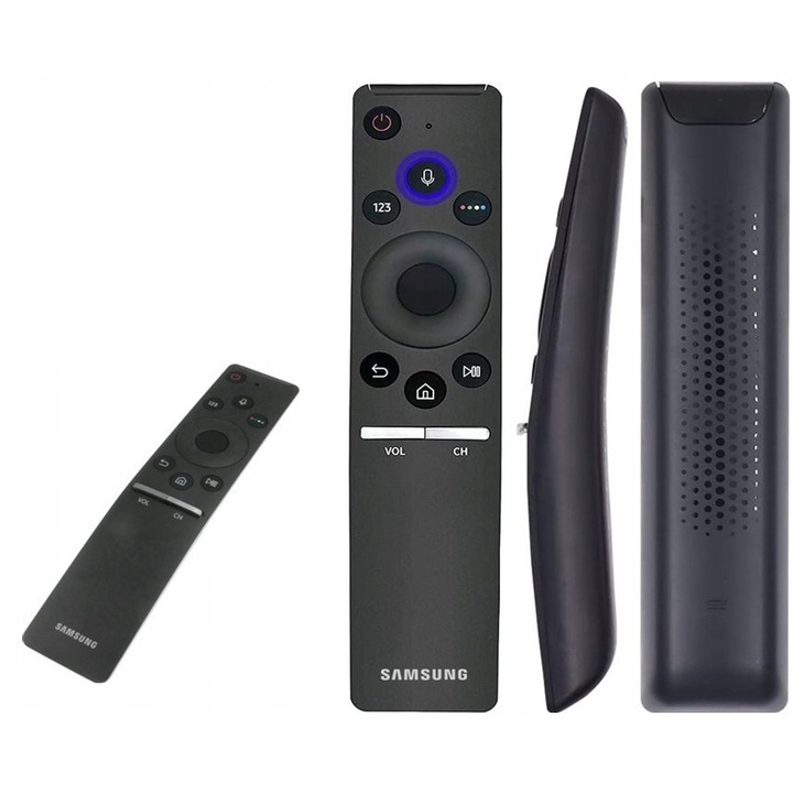 Samsung TV távirányító, hangfelismerő funkcióval, ergonomikus kialakítás, fekete, 2 elemmel
