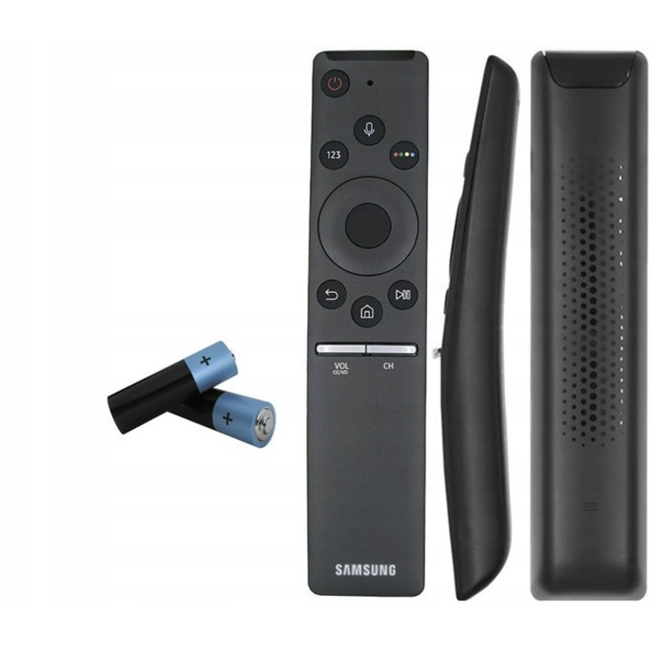 Samsung TV távirányító, ergonomikus kialakítás, ütésálló, fekete, 2 elemmel együtt