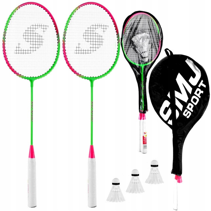 Set badminton Teloon TL020, 2 rachete, 3 lotki, aluminiu, 95g