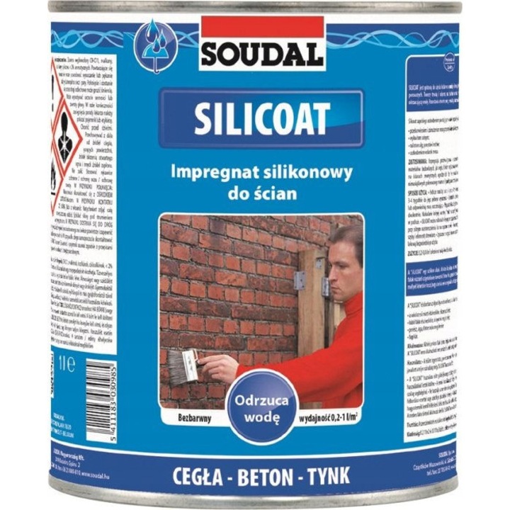 SOUDAL SILICOAT 5L szilikon impregnáló, színtelen, nedvesség elleni védelemre, porózus anyagokhoz