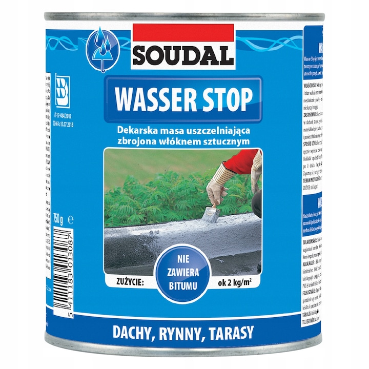 SOUDAL Wasser Stop vízszigetelő ragasztó 750g, rugalmas, UV-álló