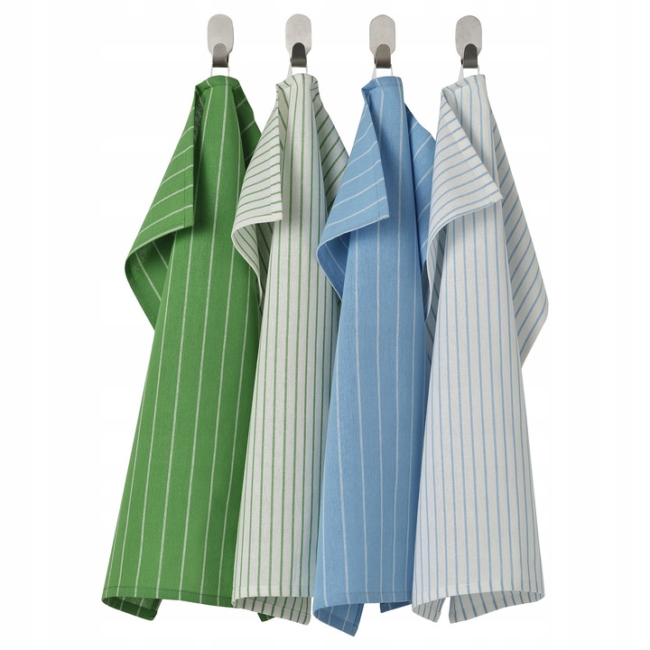 Prosoape IKEA RINNIG set 4 bucati, 45x60cm, verde/albastru, 100% bumbac