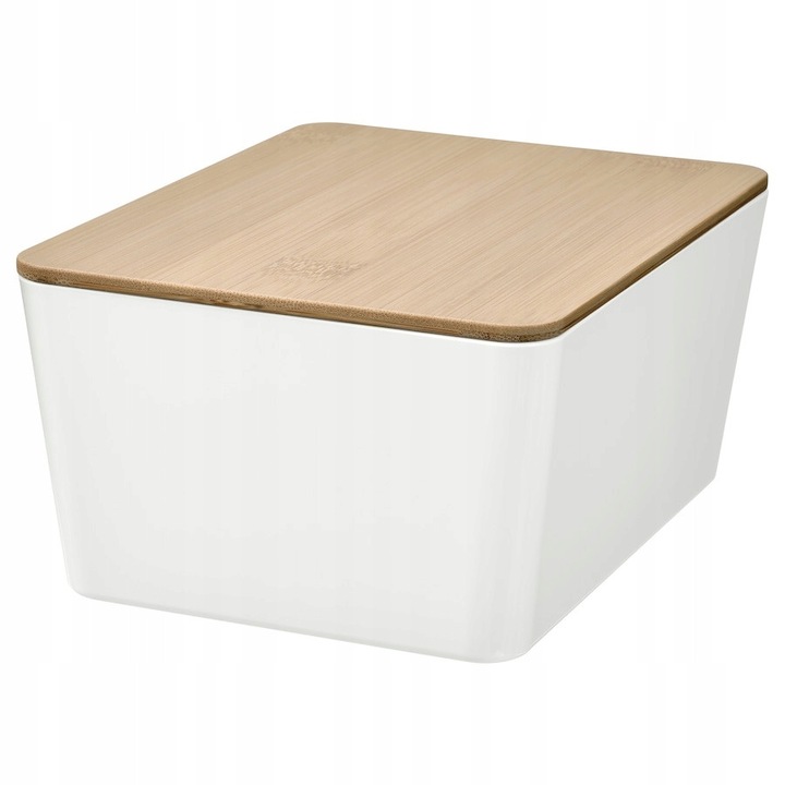 IKEA KUGGIS tárolódoboz, fehér/bambusz, 13x18x8cm, 2 darabos készlet