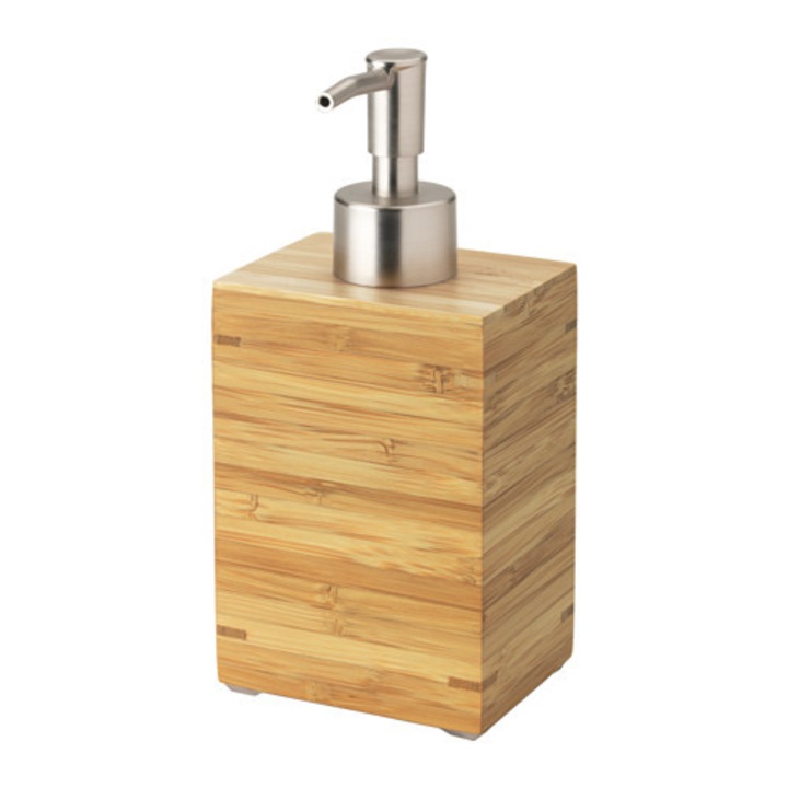 Dispenser de sapun din bambus IKEA DRAGAN 350ml, set, 16cm