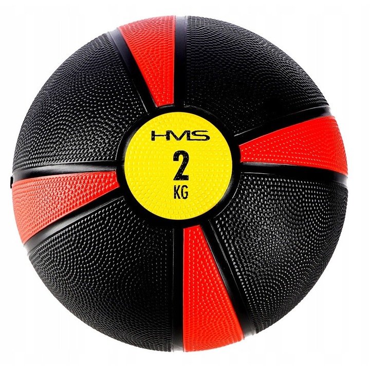 Fitness labda 2 KG, NK02, fekete-piros, 19 cm, gumiból