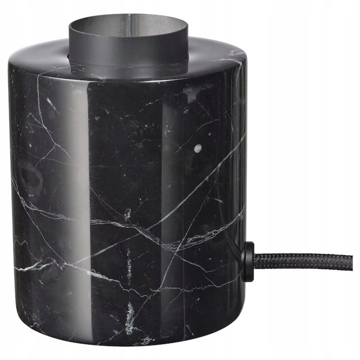 IKEA MARKFROST asztali lámpa, fekete márvány, 13x10x13cm, E27 LED izzó foglalattal