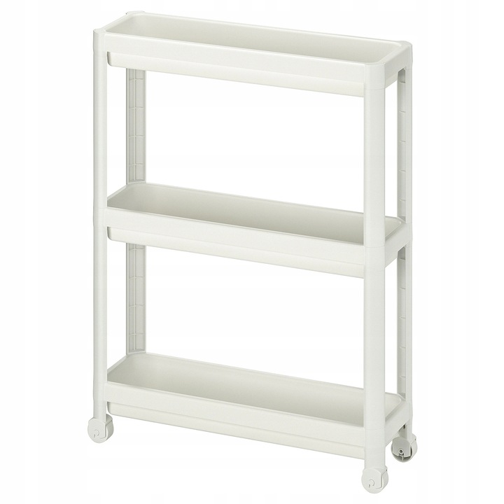 IKEA VESKEN gurulós tároló, fehér, 54x18x71cm, 1x polc szett