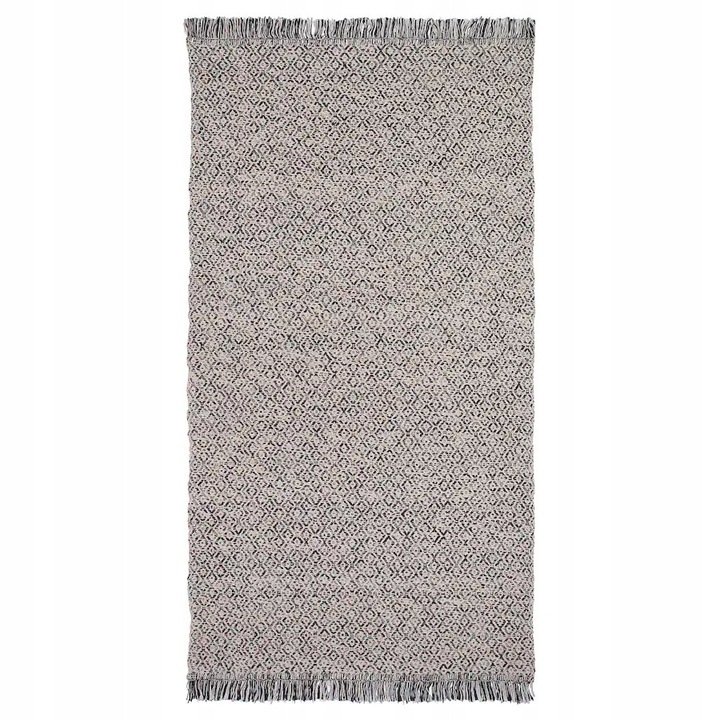 Covor IKEA RORKAR 80x150 cm, negru/natural, 100% bumbac, usor de curatat